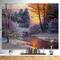 Designart - Winter Forest in River - Landscapes Painting Print on Natural Pine Wood